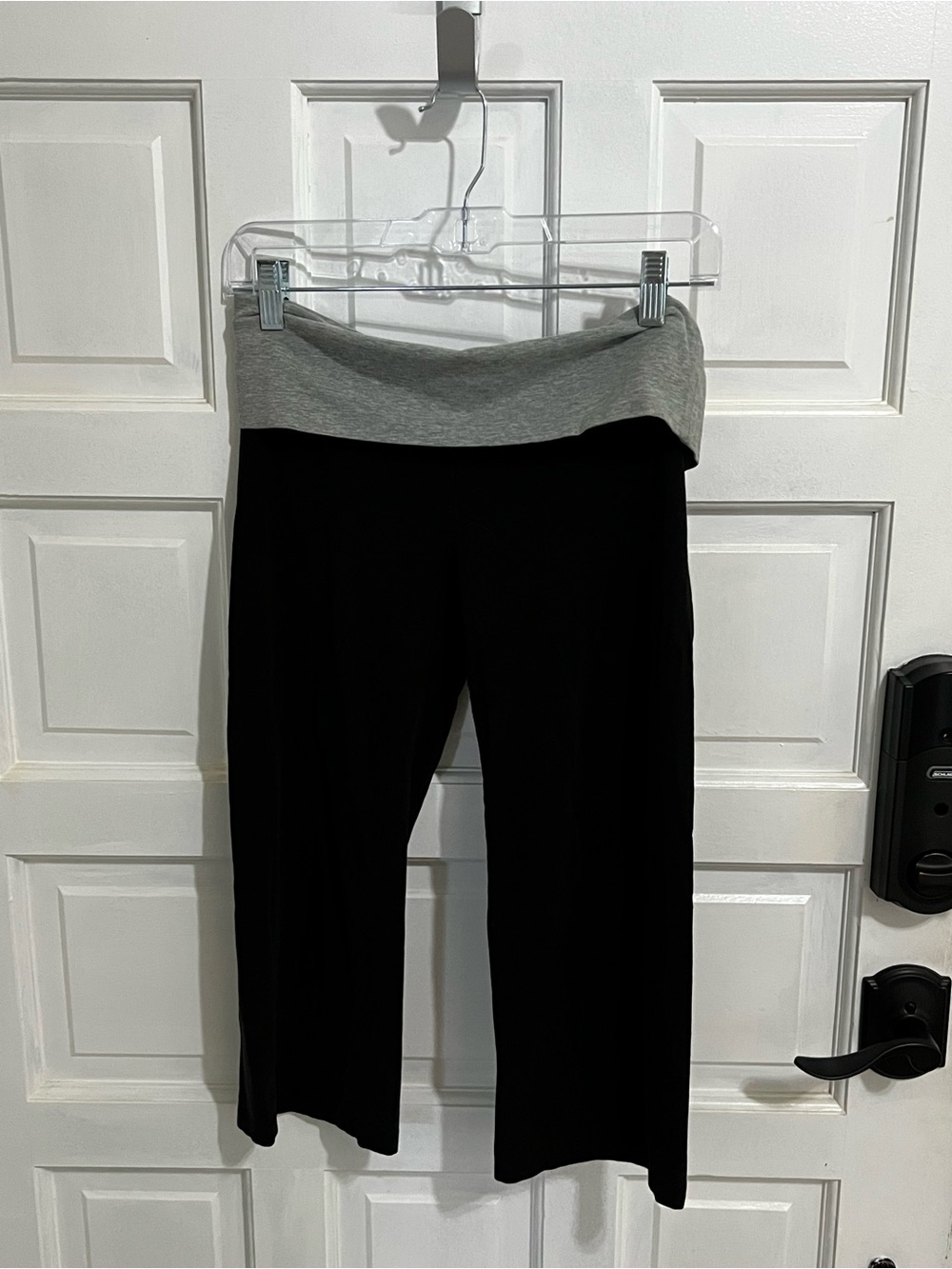 Victoria's Secret Black Capri Pants with Gray Fold-Over Waistband
